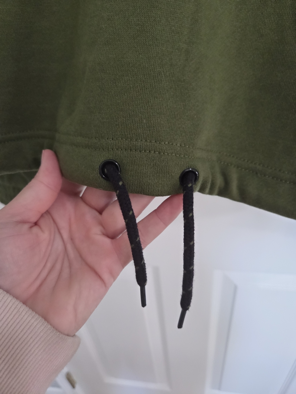 Treign Olive Green Hoodie with Black Chest Panel and White Logo - Picture 2 of 7